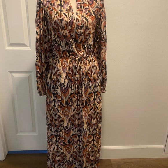 Women’s Maxi Long Sleeve Brown Black Cream Purple Dress New medium - Picture 5 of 16